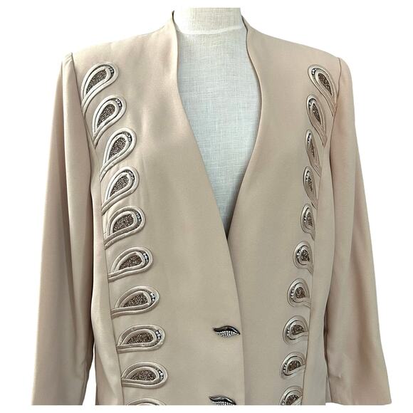 Vintage Moshita Couture Beaded Jacket 20 Champagne Evening Statement Glam Deco - Picture 10 of 13
